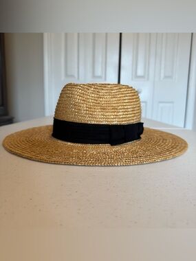 Brixton Natural Straw Hat with Black Trim